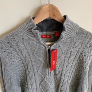 NWT IZOD Quarter Zip Pullover, Gray, S